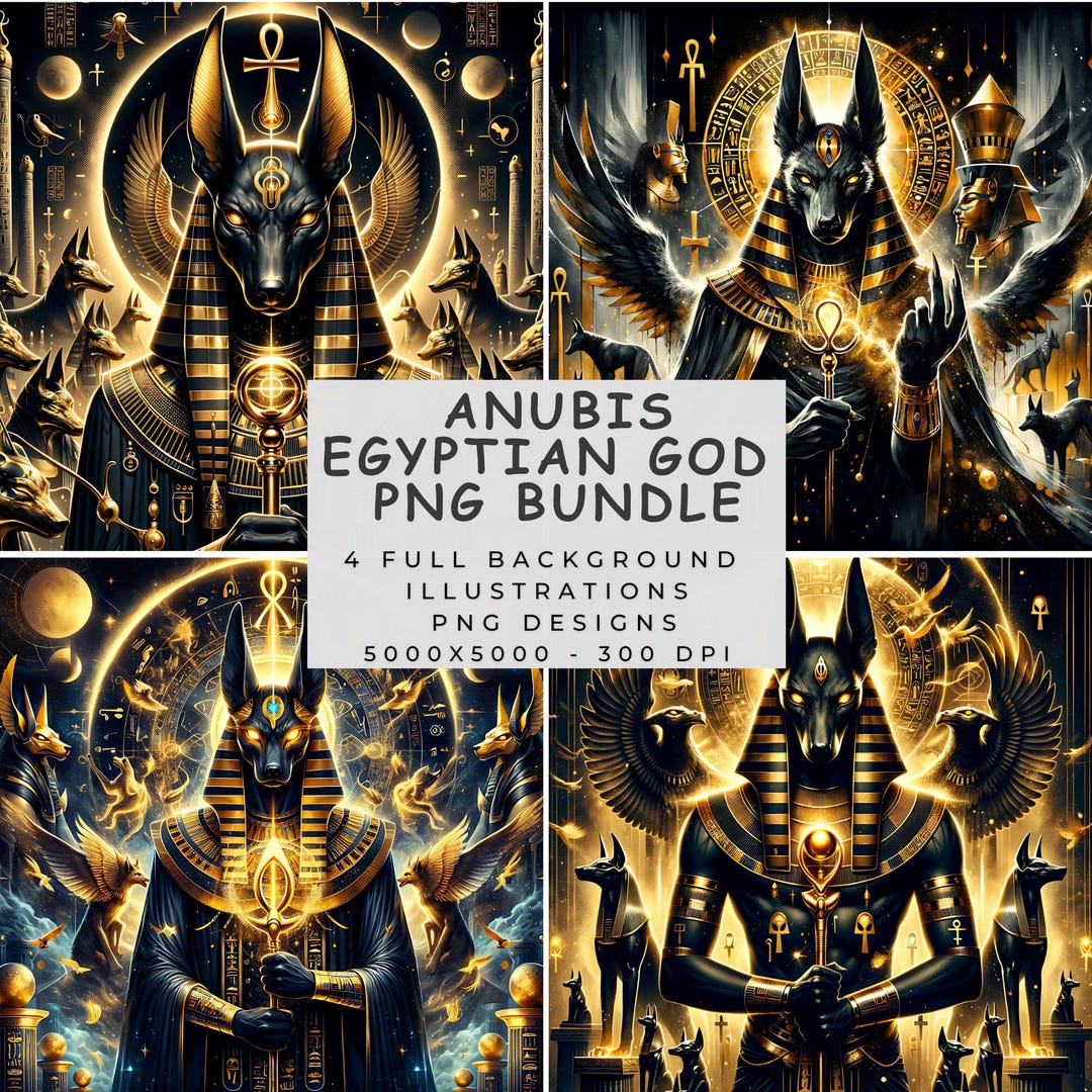 Anubis Egyptian God Bundle , 4 Ancient Egypt Mythology Png , Golden ...