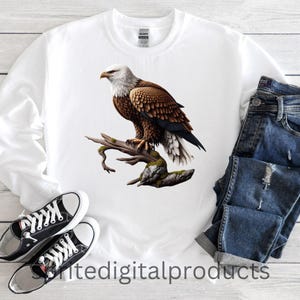 Eagle on Branch PNG , Sublimation Designs , T-Shirt Sweater Design , Digital Download , Majestic Mountain Eagle clipart , American Eagle Art