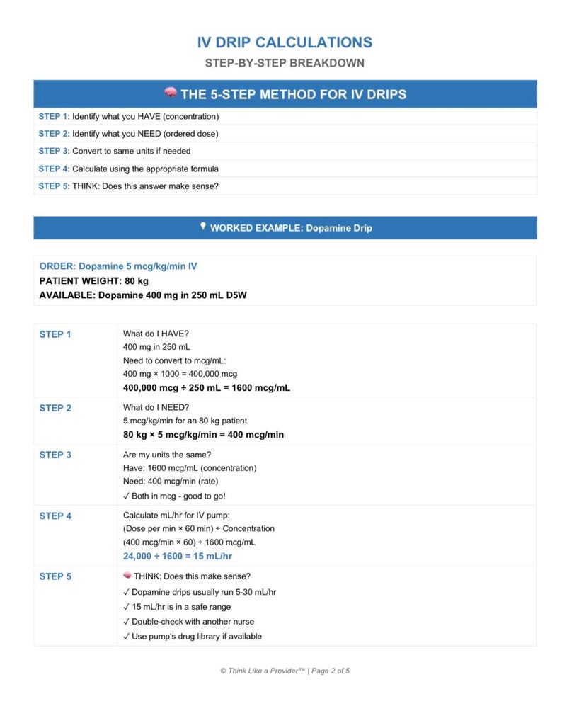 Titratable Drip Chart.pdf Nursing Med Calc Cheat Sheet | IV Drip Drug Dosage Calculations | Nurse ...