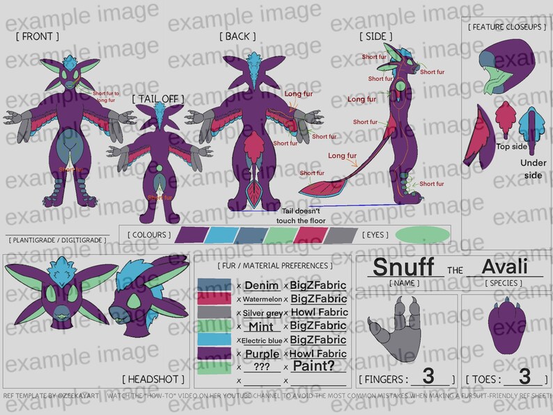Custom Fursuit Reference Sheet - Etsy