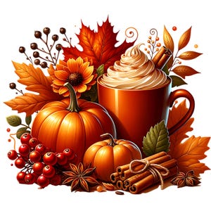 Pumpkin Clipart Bundle (21 Designs), Fall & Autumn PNG JPG, Farmhouse Thanksgiving Digital Art