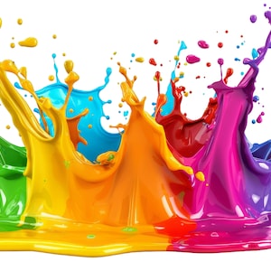 Pacchetto PNG di schizzi di vernice: 20 grafiche clipart di schizzi vivaci per sublimazione, decorazioni murali arcobaleno, artigianato e magliette