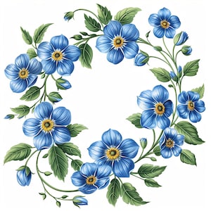 Forget Me Not Clipart Bundle PNG - aquarelle de fleurs bleues pour faire-part de mariage, décoration botanique, téléchargement numérique