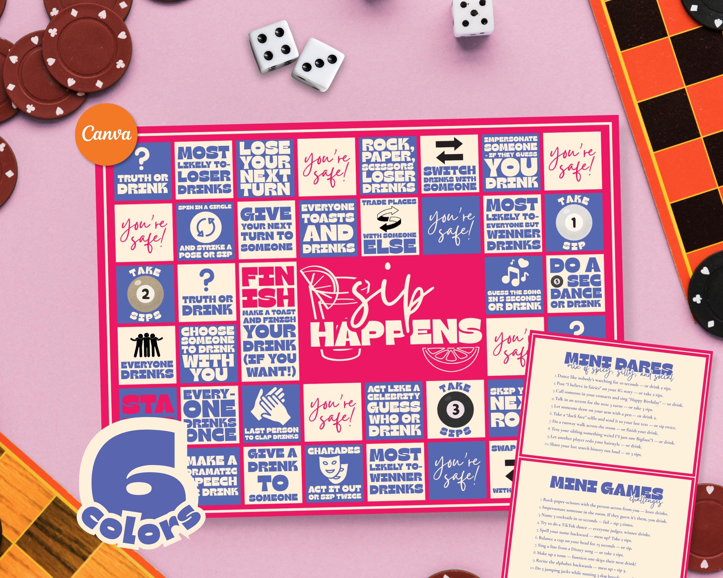 Tipsy Land il tuo nuovo gioco da tavolo preferito, 75 spazi unici per chiamare amici, sciocco osare e confessioni, mini concorsi, include carte Never Have I Ever