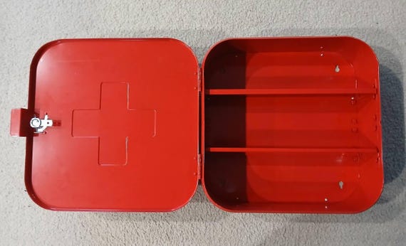 IKEA Gunnern Red Metal Medicine Cabinet - Vintage - Etsy