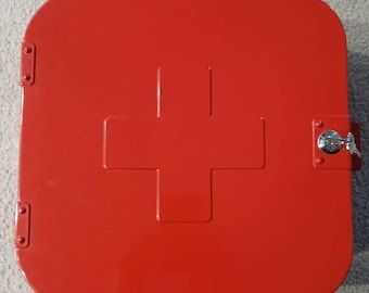 IKEA Gunnern Red Metal Medicine Cabinet - Vintage