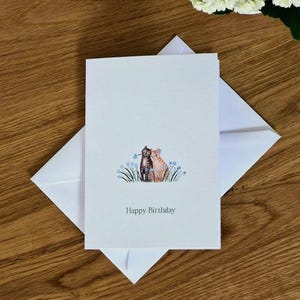 Tarjeta de gato en acuarela – Personalizable | Tarjeta de felicitación pintada a mano con sobre | 12 diseños de gatos | Tarjeta individual o juego de 6 | Tarjeta de cumpleaños