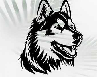 Husky Portrait SVG: Siberian Dog Clipart, Laser Cut File (Digital Download)