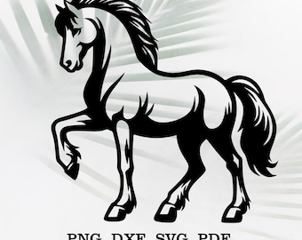 Pferd Silhouette geschnitten Datei: SVG DXF Clipart für CNC, Cricut (digitaler Download)