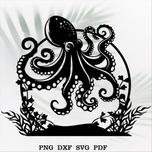 Oktopus Zeichen, Ocean Tiere svg, Metall Holz Zeichen, Cricut svg, Octopus Clipart, Laser geschnitten Datei, Vektor aquatisch, Dxf Laser geschnitten Datei, Papierschnitt