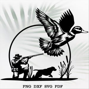 Caça ao Pato SVG, Monograma de Cão de Caça SVG, Temporada de Caça SVG, Arquivo de Corte de Caça, Clipart de Png de Caça ao Pato, Gráficos de Png de Caça ao Pato Dxf