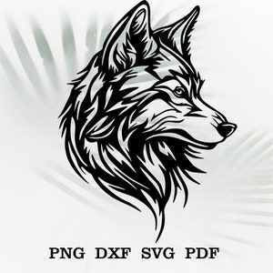 Wolf Kopf dxf, Tiere schneide die Datei für Laser, dxf laser, cnc, wand dekor schnitzen, svg für Cricut, Papierschnitt, schnitzen, schnitzen, gravieren Sie Holz
