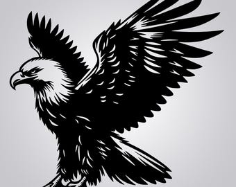 Águila americana SVG DXF: Clipart vectorial cortado con láser (descarga digital)