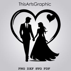 Wedding SVG Bundle: Bride and Groom, Engagement, Heart Designs (Digital Download)