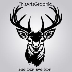 Deer head dxf, Animals cut file for laser, plasma cnc metal wall decor, svg for Cricut, wood art engraved Silhouette decal papercut template