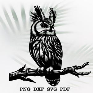Owl SVG-klippfil: Laser CNC-trädekor, Cricut, silhuett (digital nedladdning)