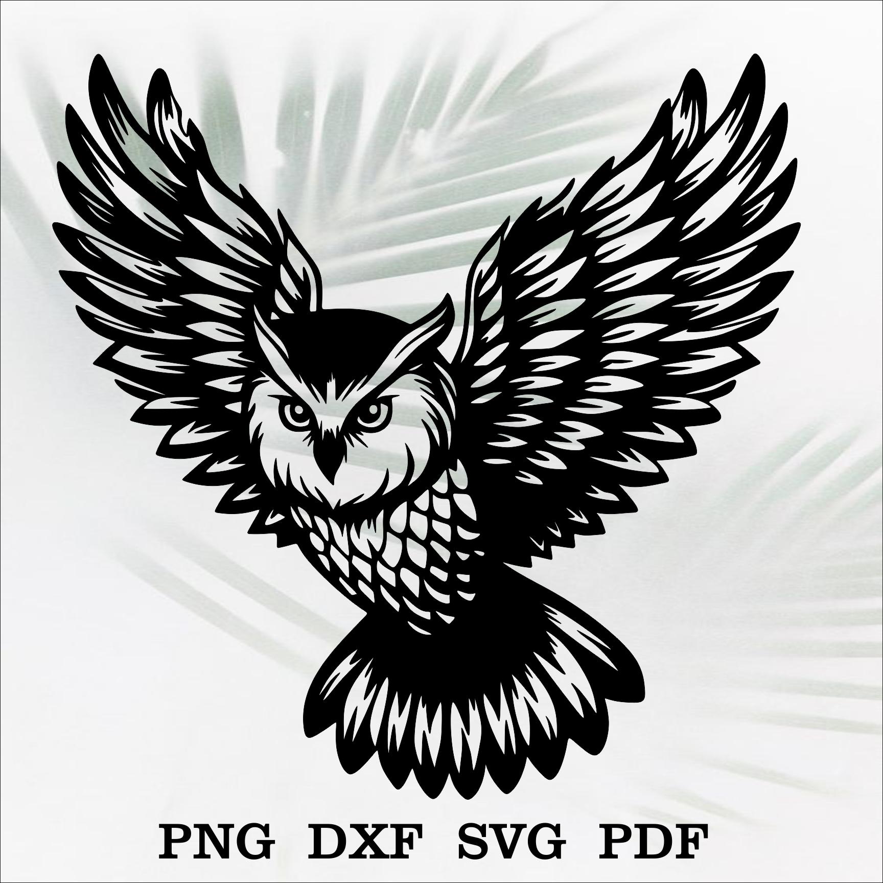 Flying Owl SVG: Laser Cut File, CNC Wood Wall Decor (Digital Download)