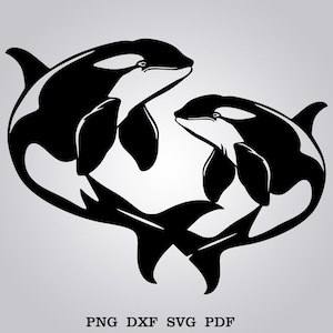 Killerwal SVG DXF, Orca Schneidedatei für Laser, Dxf für Cnc Datei, Wand Dekor, svg für Cricut, Silhouette Aufkleber, Orca Clip Art Vinyl