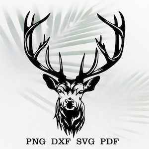 Hertenkop dxf, dieren gesneden bestand voor laser, plasma cnc metalen wanddecor, svg voor Cricut, houtkunst gegraveerd silhouet sticker papercut sjabloon