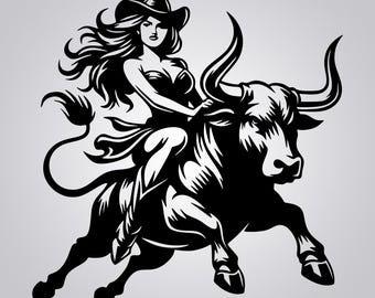 Bull rider,girl svg cricut female ,bull rider ,svg png dxf, bull riding women silhouette