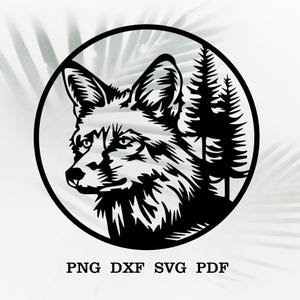 Fox SVG DXF, Animali tagliati laser file, Decorazione della parete in legno CNC della fauna selvatica, Fox SVG per Cricut, Silhouette dxf, modello papercut, clipart volpe