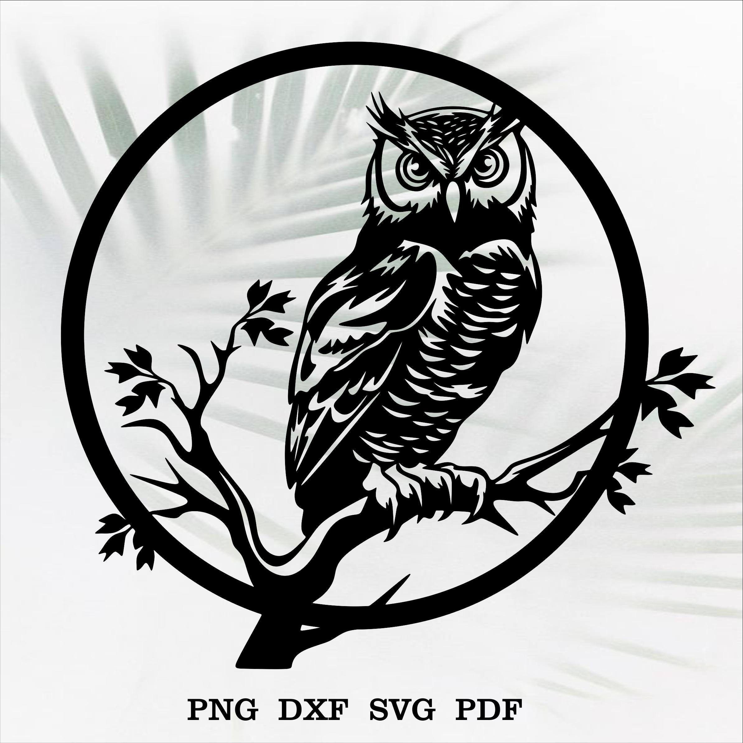 Owl cut file, Owl Silhouette dxf, SVG for Cricut, Owl clipart, laser cut, vinyl shirt design, dxf fi