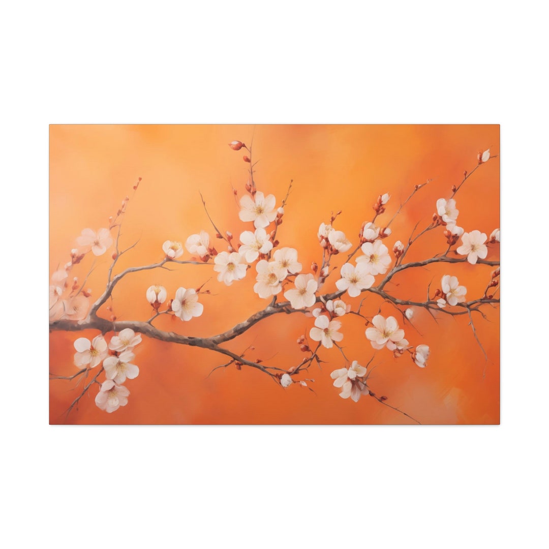 Cherry Blossom Wall Art Painting October Scene Winters Doorstep Etsy