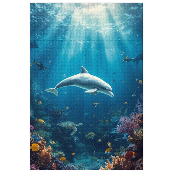 Dolphin Jigsaw Puzzle 500 / 1000 / 2000 Pieces, Photorealistic 