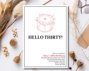 Vintage Cake 30th Birthday Invitation | Editable Bday Evite (Digital Download)