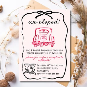 Hand Drawn Elopement Party Invitation | Editable Happily Ever After Party Invite | Printable Canva Template | Instant Digital Download