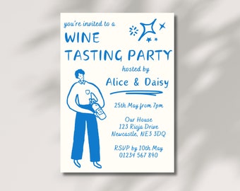 Invitation à une dégustation de vin | Modèle de toile modifiable (téléchargement numérique)
