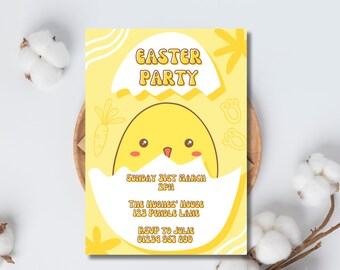 Easter Party Invitation | Easter Chick Invite | Easter Egg Hunt | Editable Canva Template | Instant Digital Download