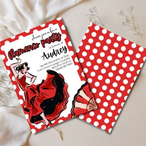 Flamenco-Geburtstags-Party Einladung | Bearbeitbares spanisches Thema einladen | Girls Night Evite | Druckbare Canva Vorlage | Sofortiger digitaler Download