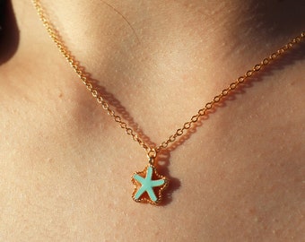 Starfish Aqua Enamel Charm Pendant