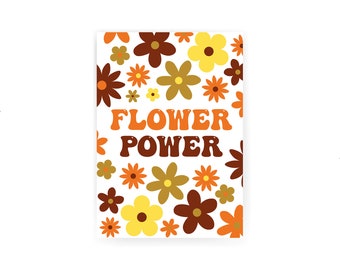 Flower Power Retro Art Print - Retro Artwork - Digital Artwork