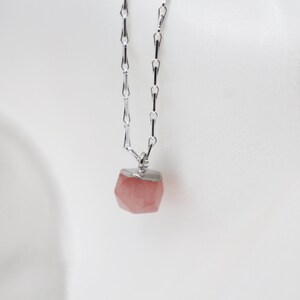 Geometric Rose Quartz Silver Pendant image 4