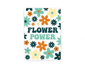 Flower Power Bright Art Print - Retro Artwork - Digital Artwork