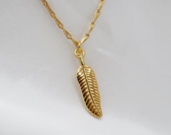 Feather Gold Charm Pendant