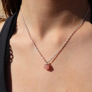 Geometric Rose Quartz Silver Pendant image 3