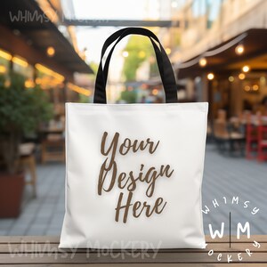 Tote Bag Mockup with Black Handles, Natural Color Tote Mock Up Bag, Mockup for Your Designs, Shopping Bag Mockup, Printify Visual Mockups