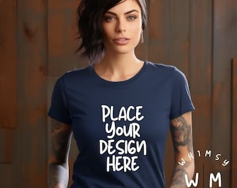 Bella Canvas Mockup Navy Bella Canvas 3001 Mockup Shirt Mockup Print on Demand Mock ups Paquete de maquetas de ropa Moda Mockup Camiseta