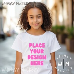 Kids Bella Canvas 3001 White Shirt Mockup White Fashion Mockup Bundle Girls T-Shirt Mock up Toddler Shirt Mock Ups Kids Tshirt Mockup Bundle
