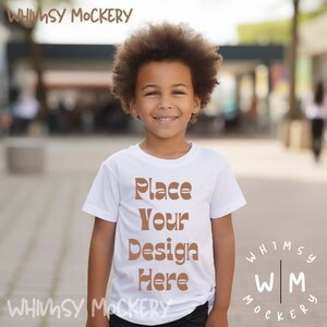 Kids Bella Canvas 3001 White Kids Shirt Mockup White Fashion Mockup Bundle Boys T-Shirt Mock up Toddler Shirt Mock Ups Tshirt Mockup Bundle