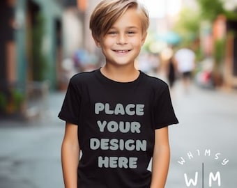 Kids Bella Canvas 3001 Black Kids Shirt Mockup Boys T-Shirt Mock up Black Fashion Mockup Bundle Toddler Shirt Mock Ups Tshirt Mockup Bundle