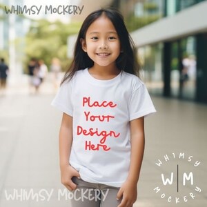 Bella Canvas Kids Mockup 3001 White Kids Shirt White Fashion Mockup Bundle Girls T-Shirt Mock up Toddler Shirt Mock Ups Tshirt Mockup Bundle