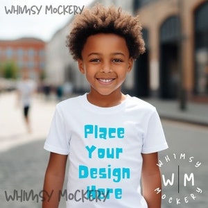 Kids Bella Canvas 3001 White Kids Shirt Mockup Boys T-Shirt Mock up White Fashion Mockup Bundle Toddler Shirt Mock Ups Tshirt Mockup Bundle
