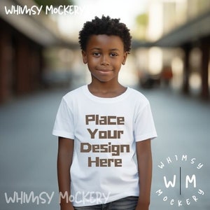 Kids Bella Canvas 3001 White Kids Shirt Mockup Boys T-Shirt Mock up White Fashion Mockup Bundle Toddler Shirt Mock Ups Tshirt Mockup Bundle
