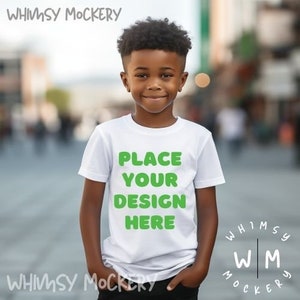 Kids Bella Canvas 3001 White Kids Shirt Mockup White Fashion Mockup Bundle Boys T-Shirt Mock up Toddler Shirt Mock Ups Tshirt Mockup Bundle