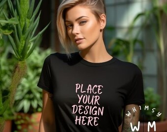 Black T-shirt Mockup, Bella Canvas 3001, Tshirt Mock Ups, Mockup T-Shirt, Bella Canvas 3001 Mockup, Black Tshirt Mockup, Female Shirt Mockup