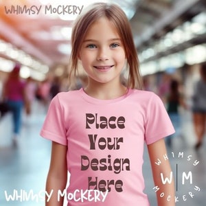 Kids Bella Canvas 3001 Pink Kids Shirt Mockup Pink Summer Mockup Bundle Girls T-Shirt Mock up Toddler Shirt Mock Ups Tshirt Mockup Bundle